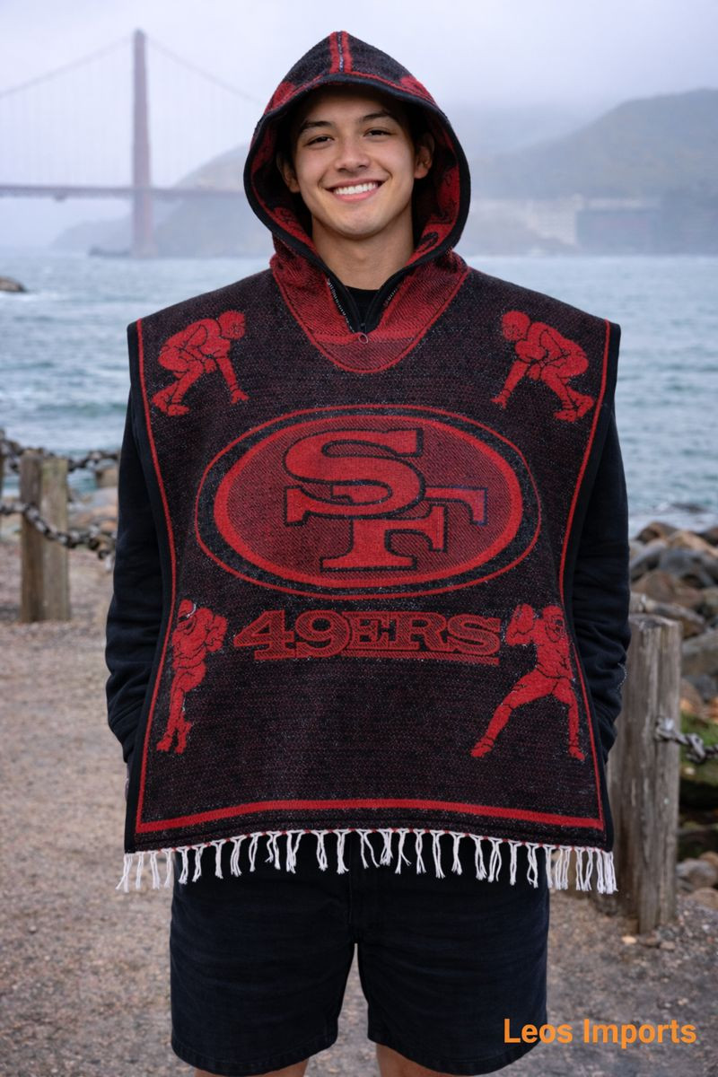NFL San Francisco 49ers Hooded Poncho - Reversible, 100% Acrylic