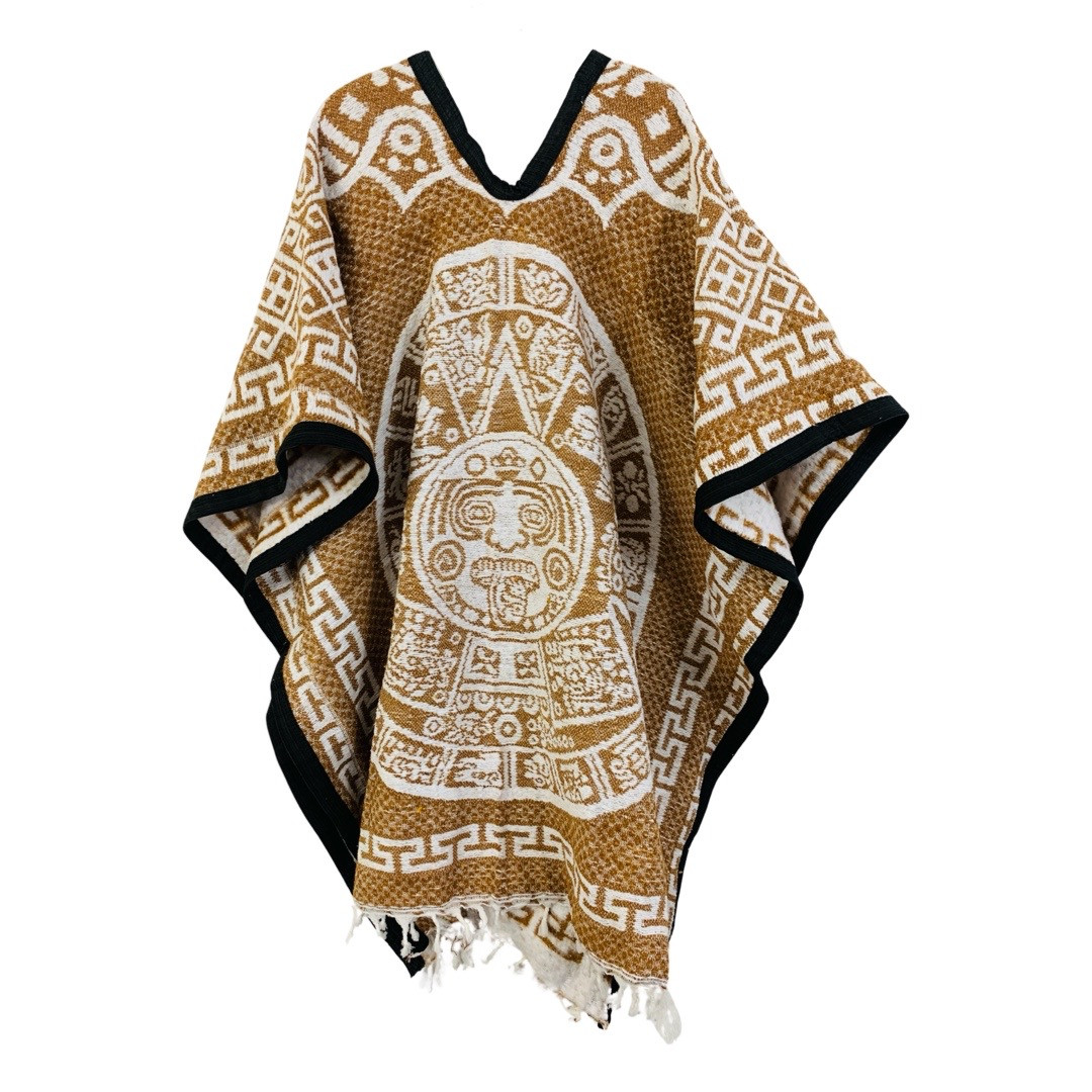 Navy Aztec Design Reversible Poncho main image 1