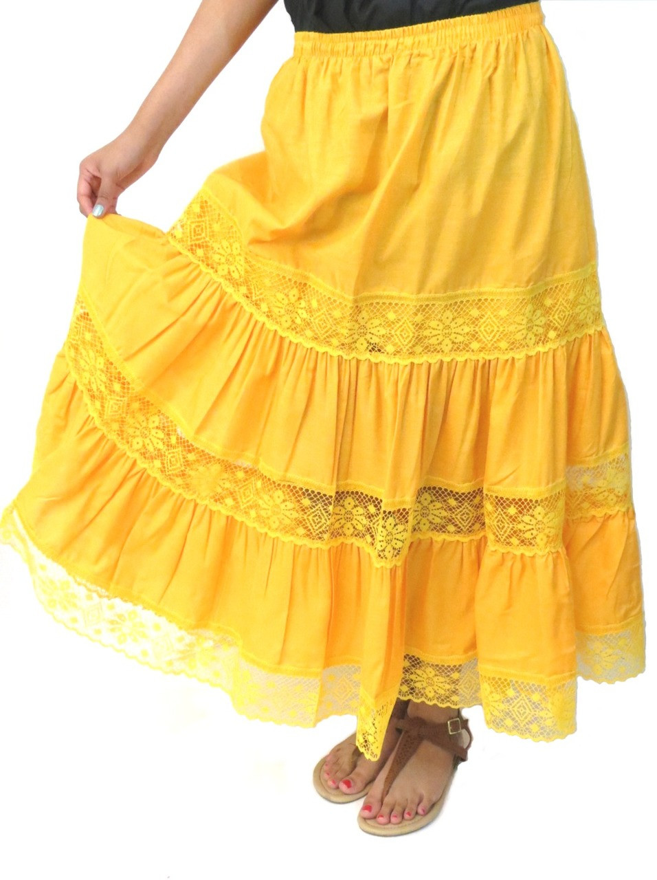 Traditional Artesenias Mexican Laced skirts for women, maxi skirts