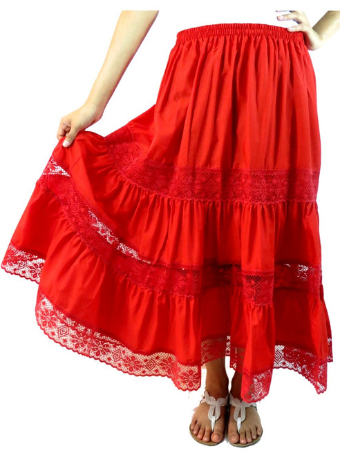 Traditional Artesenias Mexican Laced skirts for women, maxi skirts ...