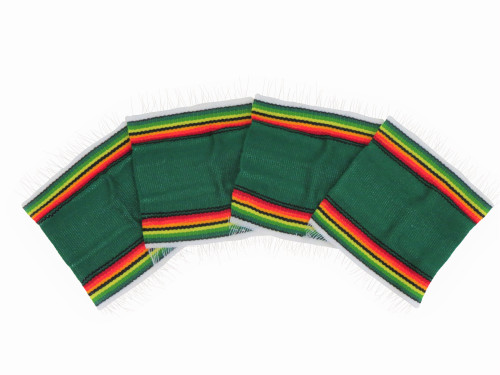 Colorful Mexican Serape Coasters - Set of 4 (Green) | Vibrant Fiesta Decoration for Table Settings and Home Décor