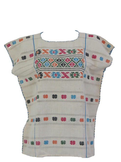 Mexican Embroidered Guerrero Blouse (Off-White) 