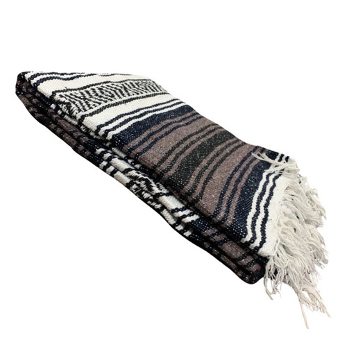 Handmade Classic Mexican Falsa Blankets 72"x 49" (Navy)