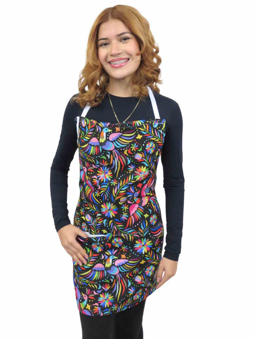 Unisex Mexican Otomi Adult Apron with 2 Pockets