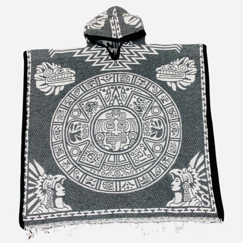 Mexican Aztec Calendar Poncho Gaban Handmade Heritage Fashion