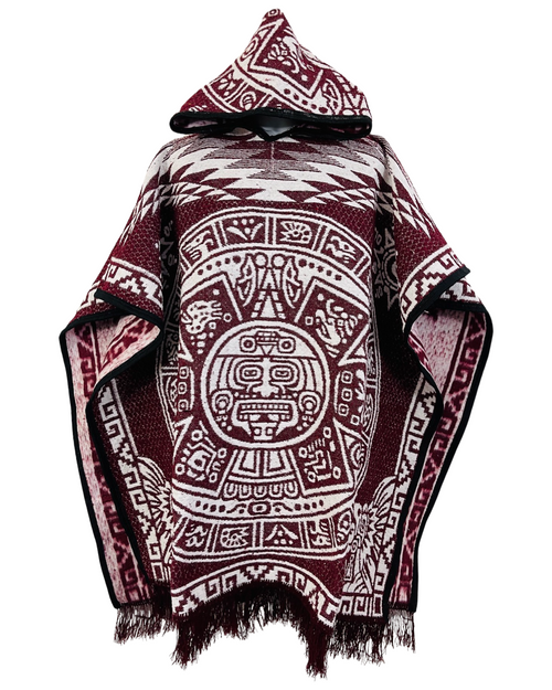 Mexican Aztec Calendar Poncho Gaban Handmade Heritage Fashion