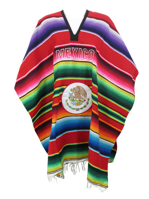 Mexico Sarape Poncho  Authentic Flag Logo Eagle Design | Adult Unisex One Size