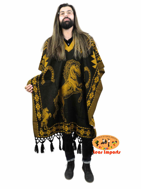 Mexican poncho horses design