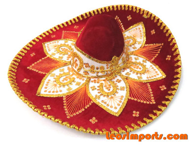 Mexican Mariachi Sombrero Red and Gold