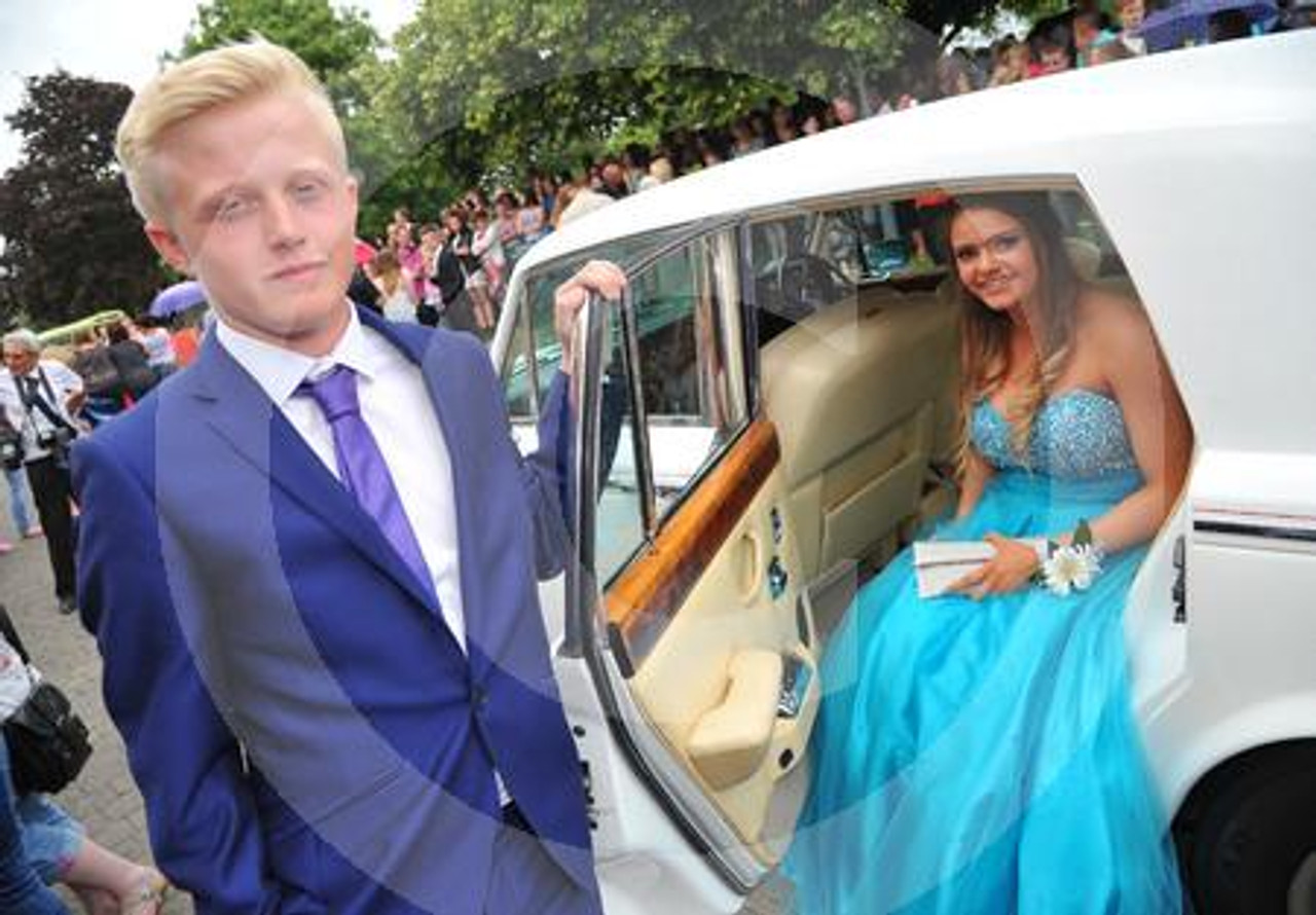 28076645-Pic by Dave Cox Kingsdown school prom at Alexandra house ,  Wroughton left 2 right Pic - Conner Rich - Smith , Holli Bournes Date 4 7  14 - Newsquest