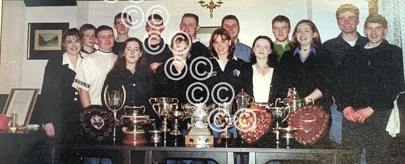 40256920-Callander YFC trophy winnersMembers of Callander and District  Young Farmers Club, pictured recently with the trophies won by the club  over ...
