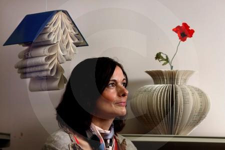 26317349Artist Anne Scott with some of her Book Art which is on