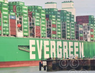 Carlibar 39117276-The largest cargo ship in the world, Ever Ace, comes into the ...