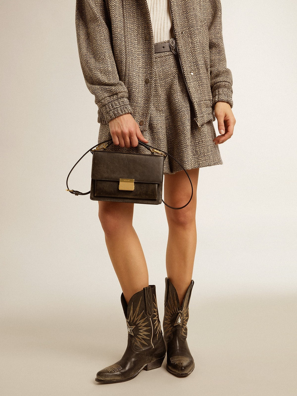 Golden Goose - Borsa Venezia in pelle distressed di colore