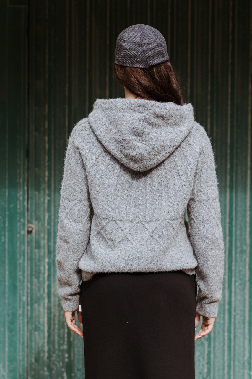 Semicouture Maglia con cappuccio in misto lana e alpaca grigia