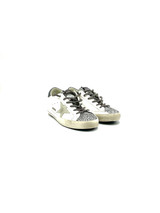 Golden Goose - Super-Star donna in pelle bianca con linguetta in glitter argento