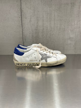 Golden Goose - Super-Star uomo in pelle bianca con suola bluette