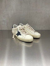 Golden Goose - Super-Star uomo in pelle panna con stella blu notte