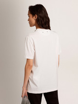 Golden Goose - T-shirt da donna bianca con cristalli cabochon