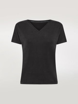 RRD - T-shirt donna Cupro V-Neck  nero