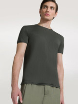 RRD - T-shirt uomo Striton con lavorazione a finissime righe a rilievo del tessuto stretch verde