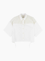 8PM - Camicia Sofia in popeline di cotone con rete nella parte superiore bianca