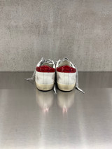 Golden Goose - Super-Star donna in pelle bianca con stella e talloncino glitter rosso