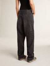 Golden Goose - Jeans da donna in cotone di colore nero con effetto distressed con patch frontali