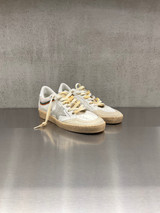 Golden Goose -Ball Star uomo in pelle bianca e stella in suede grigia