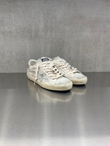 Golden Goose - Super-Star uomo in pelle burro con scritte e talloncino argento