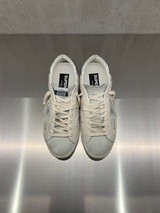 Golden Goose - Super-Star uomo in pelle burro con scritte e talloncino argento