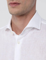 Xacus- Camicia collo francese in lino bianca