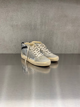 Golden Goose - Mid Star donna con glitter argento  e stella in suede grigia