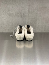 Golden Goose - Super-Star sabot donna in pelle bianca con stella glitterata argento e fodera in shearling