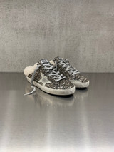 Golden Goose - Super-Star sabot donna con glitter oro e nero e fodera in shearling