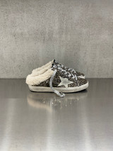 Golden Goose - Super-Star sabot donna con glitter oro e nero e fodera in shearling