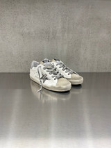 Golden Goose - Super-Star donna in pelle bianca e grigia con stella in cavallino zebrato