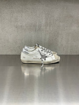 Golden Goose - Super-Star donna in pelle bianca e grigia con stella in cavallino zebrato