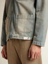 Golden Goose - Giacca in denim da uomo effetto distressed con zip