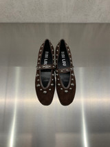 Bibi Lou - Ballerina in pelle scamosciata cioccolato con borchie