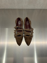ASH - Ballerina Brenda in pelle scamosciata fango