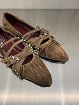 ASH - Ballerina Brenda in pelle scamosciata fango