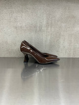 Sergio Levantesi - Dècolletè Jolie in pelle verniciata marrone scuro con scollo a cuore