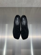 Strategia -  Ballerina a tacco nera con strass all over neri