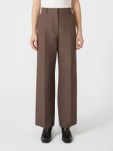 Max Mara Weekend - Pantalone palazzo Ballo in cotone tecnico cioccolato