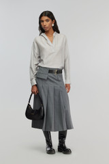 Semicouture - Gonna Tracy in fresco di lana grigia