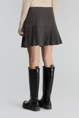 Semicouture - Gonna a pieghe Susan in gabardina di cotone antracite