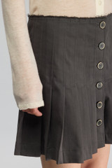 Semicouture - Gonna a pieghe Susan in gabardina di cotone antracite