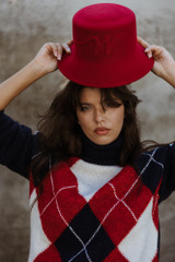 Max Mara Weekend - Cappello Yaqui in panno di lana rosso