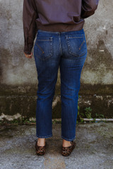 Dondup - Jeans Koons loose in denim fisso cotone e lavaggio scuro pulito